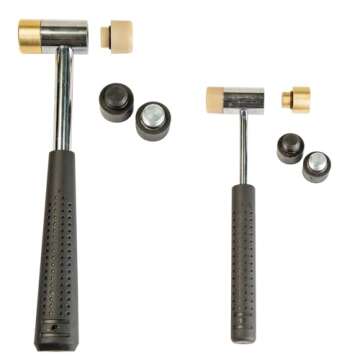 Wheeler Interchangeable Hammer Set Includes Two Hammers with Metal, Brass, Nylon, and Rubber Heads f...