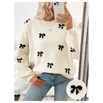 Shop BEAUDRM Women's Bow Print Sweater for Comfort