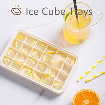 GREENRAIN Ice Cube Tray Silicone Easy Release Flexible 24-Ice Trays Molds with Removable Lid Dishwas...