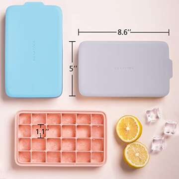 GREENRAIN Ice Cube Tray Silicone Easy Release Flexible 24-Ice Trays Molds with Removable Lid Dishwasher Safe (White)