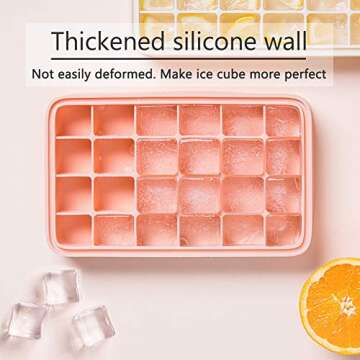 GREENRAIN Ice Cube Tray Silicone Easy Release Flexible 24-Ice Trays Molds with Removable Lid Dishwasher Safe (White)