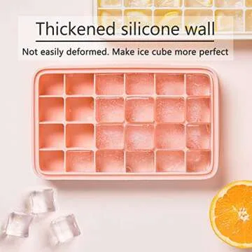 GREENRAIN Ice Cube Tray Silicone Easy Release Flexible 24-Ice Trays Molds with Removable Lid Dishwasher Safe (White)