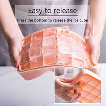 GREENRAIN Ice Cube Tray Silicone Easy Release Flexible 24-Ice Trays Molds with Removable Lid Dishwasher Safe (White)