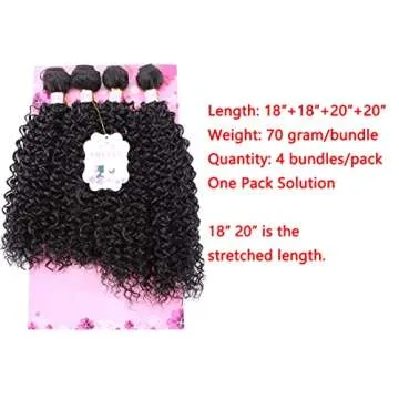 Frelyn Kinky Curly Bundles Synthetic Hair Weave Extensions 2# Dark Brown 18 18 20 20 Inches 4 PCS, H...