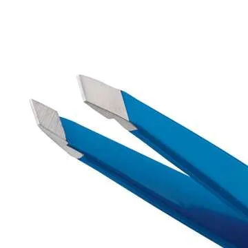 Tweezerman Mini Slant Travel Tweezers For Eyebrows, Travel Tweezers for Eyebrows, Facial Hair, Ingrown Hair (Bahama Blue)