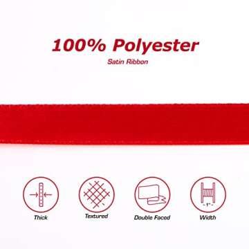 Topenca Supplies Red Satin Ribbon 1 Inch - 50 Yards Soft Durable Double Faced Roll for Gift Wrapping...