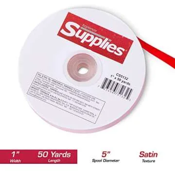 Topenca 1 Inch Red Satin Ribbon - 50 Yards for Crafts