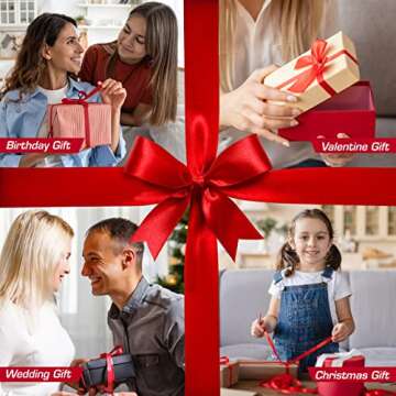 Topenca 1 Inch Red Satin Ribbon - 50 Yards for Crafts