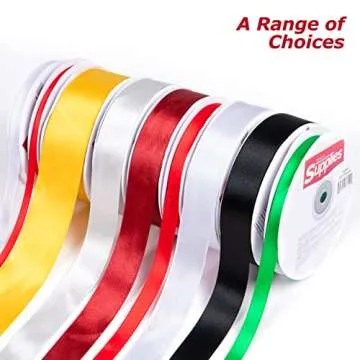 Topenca 1 Inch Red Satin Ribbon - 50 Yards for Crafts