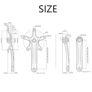 Alps2Ocean Universal Bike Crank Arm,Square Hole Crankset,One Pair 140MM/152MM/160MM/165MM/170MM/175MM BCD 130MM Bike Crank Arms for City Bike,Road Bike,Folding Bike,Mountain Bike,Ebike