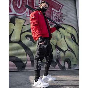 Fabric of the Universe Techwear Graphic Fashion Bomber Jacket (Red Bomber XB-03, Small)