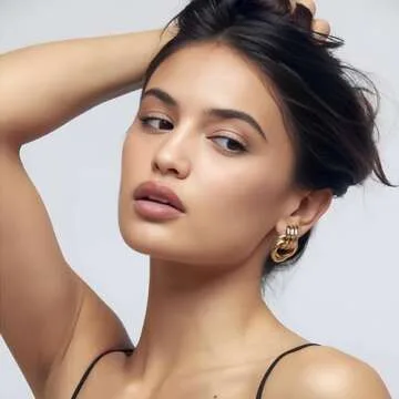 RAUCHBE Chunky Gold Earrings for Women Large Knot Earrings Geometric Dangle Drop Earrings Trendy Jewelry