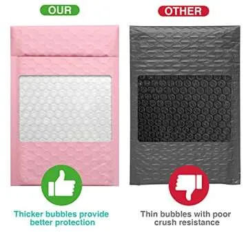 Metronic 4x8 Inch Bubble Mailer 50 Pack, Waterproof Self Seal Adhesive Shipping Bags, Cushioning Padded Envelopes for Shipping, Mailing, Packaging, Light Pink Bulk #000, Bubble Mailers Usable Size 4x7