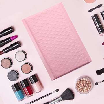 Metronic 4x8 Inch Bubble Mailer 50 Pack, Waterproof Self Seal Adhesive Shipping Bags, Cushioning Padded Envelopes for Shipping, Mailing, Packaging, Light Pink Bulk #000, Bubble Mailers Usable Size 4x7