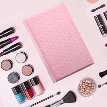 Metronic 4x8 Inch Bubble Mailer 50 Pack, Waterproof Self Seal Adhesive Shipping Bags, Cushioning Padded Envelopes for Shipping, Mailing, Packaging, Light Pink Bulk #000, Bubble Mailers Usable Size 4x7