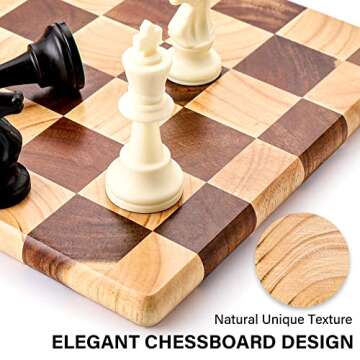 TJ POP End Grain Cutting Board, Heavy Duty Acacia/Rubber Wood Cutting Board For Kitchen, Flippable S...