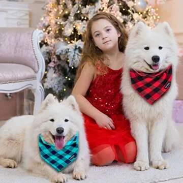 Gofshy 6PCS Buffalo Plaid Dog Bandanas for All Seasons