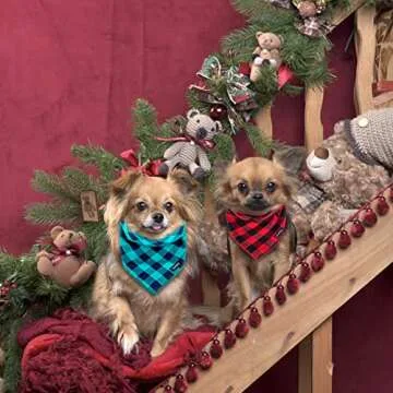 Gofshy 6PCS Buffalo Plaid Dog Bandanas for All Seasons
