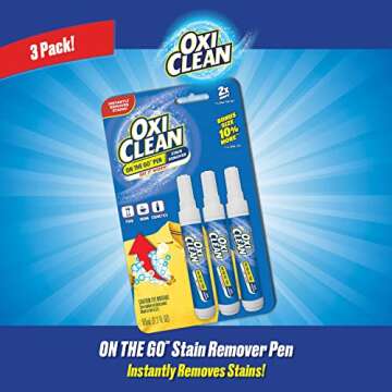 OxiClean On The Go Stain Remover Pen for Clothes and Fabric, Instant Stain Removal Stick, Pack of 3