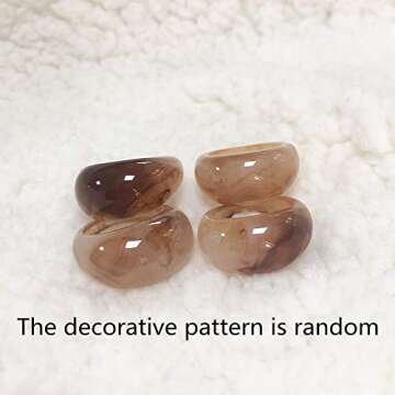 Set of 12 Colorful Wide Thick Dome Knuckle Rings - Vintage Resin Jewelry for Stylish Women