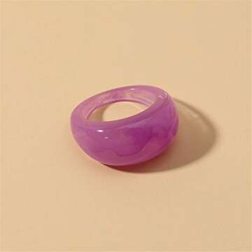 Colorful Dome Resin Ring Set - 12 Fashionable Stackable Rings