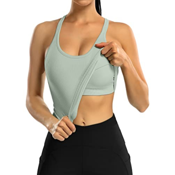 ATTRACO Women's Workout Crop Top with Built-in Bra