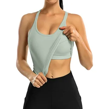 ATTRACO Women's Workout Crop Top with Built-in Bra