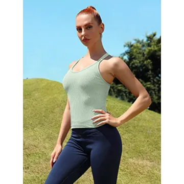 ATTRACO Women's Workout Crop Top with Built-in Bra