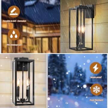 Roravilila Outdoor Sconce Light for House 16 Inch Large, Two Candle Light Outdoor Light Fixture Exte...