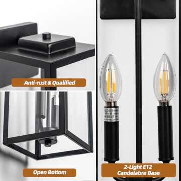 Roravilila 2-Candle Outdoor Sconce Light for Modern Decor