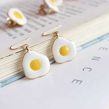 XCFS 18K Gold Plated Lovely Fried eggs charm Women dangle Earrings1