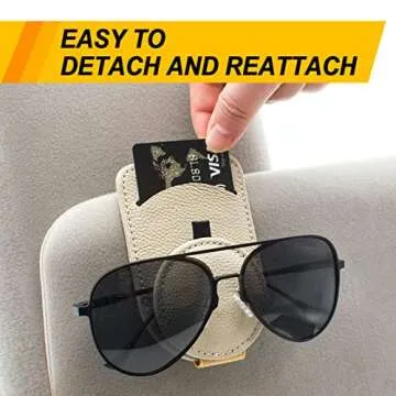 Sunglass Holder for Car Visor, Magnet Adsorbed Sunglasses Holder for Car Accessories Parts, Leather ...