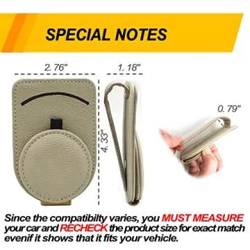 Sunglass Holder for Car Visor, Magnet Adsorbed Sunglasses Holder for Car Accessories Parts, Leather Car Sunglass Holder, Car Visor Sunglasses Clip for Glasses Cards (1PCS, Beige)