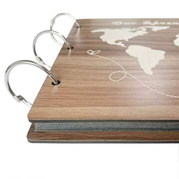 Wenosda Photos Album Picture Albums Scrapbook Our Adventure Photograph Book Wooden DIY for Gift Wedding Birthday Festival Present (10IN,30 Sheets)