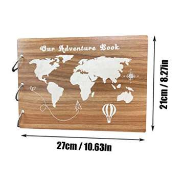 Wenosda Photos Album Picture Albums Scrapbook Our Adventure Photograph Book Wooden DIY for Gift Wedding Birthday Festival Present (10IN,30 Sheets)
