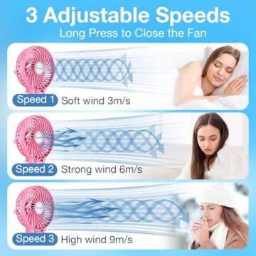 VersionTECH. Portable Handheld Fan, Powerful+Durable+4000mAh+180° Foldable, Mini Table Fans with USB Rechargeable Battery Operated Cooling Accessories for Personal Use, Travel, Office Pink