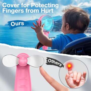 VersionTECH. Portable Handheld Fan, Powerful+Durable+4000mAh+180° Foldable, Mini Table Fans with USB Rechargeable Battery Operated Cooling Accessories for Personal Use, Travel, Office Pink