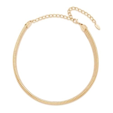 Ettika Gold Necklace - 18K Plated Flex Snake Chain Choker for Women