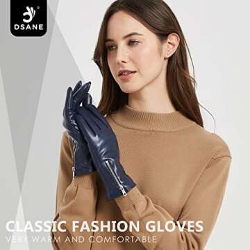 Dsane Winter Leather Gloves for Women, Touchscreen Texting Warm Driving Gloves