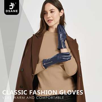 Dsane Winter Leather Gloves for Women, Touchscreen Texting Warm Driving Gloves