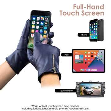 Dsane Winter Leather Gloves for Women, Touchscreen Texting Warm Driving Gloves