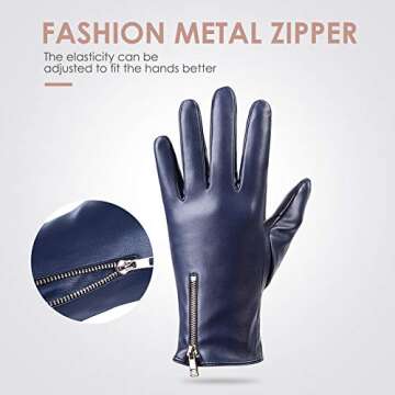 Dsane Winter Leather Gloves for Women, Touchscreen Texting Warm Driving Gloves