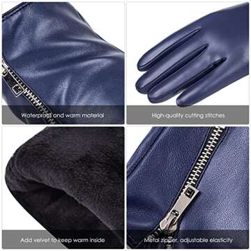 Dsane Winter Leather Gloves for Women, Touchscreen Texting Warm Driving Gloves