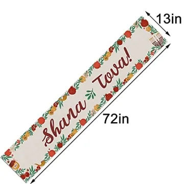 Linen Rosh Hashanah Table Runner for Festive Dining Decor