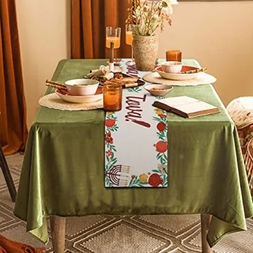 Linen Rosh Hashanah Table Runner for Festive Dining Decor