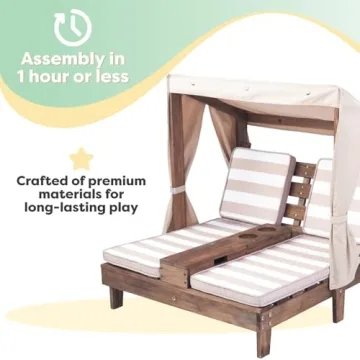 KidKraft Outdoor Double Chaise Lounge - Perfect for Kids and Pets