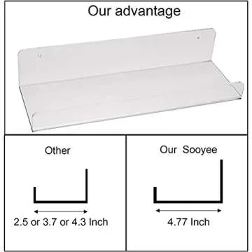 Sooyee Acrylic Shelves,6 Pack 15 Inch Floating Wall Shelves, Funko Pop Display Shelf,Invisible Kids Book Shelf,Picture Ledge Shelf Decor, Plastic Bathroom Wall Shelves,Clear