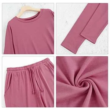 Pink Queen Women's 2 Piece Loungewear Set Outfits Casual Wear Pullover and Pants Sweat Suits L Pink