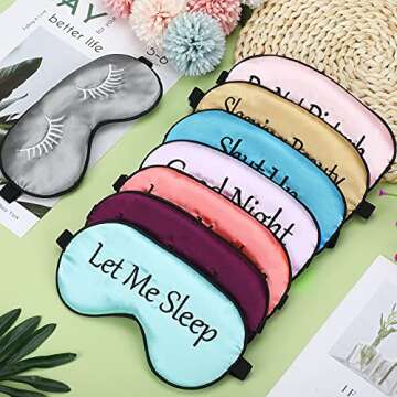 8 Pieces Sleep Mask Silk Eye Mask with Adjustable Strap Soft Blackout Blindfold Sleeping Eye Cover Mask for Women Men Full Night's Sleep, Travel, Nap, Meditation, Blindfold (Fresh Colors)