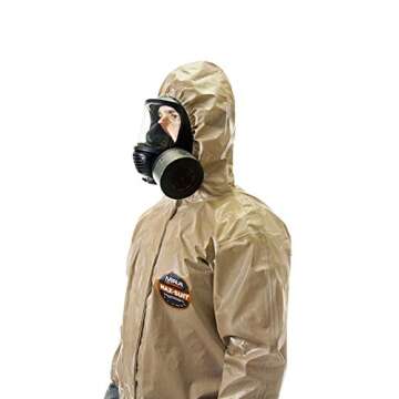 MIRA SAFETY M MIRA SAFETY Suit Disposable Protective Coverall with Hood and Elastic Cuff Size LARGE ...